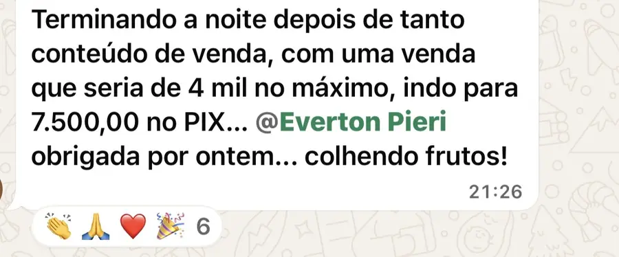 Print do depoimento de Mentorada Eternum ·